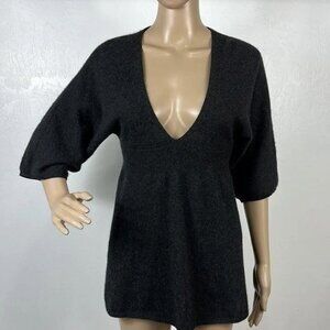 Vince Baby Doll Sweater 100% cashmere 3/4 Sleeve S Dark Gray
